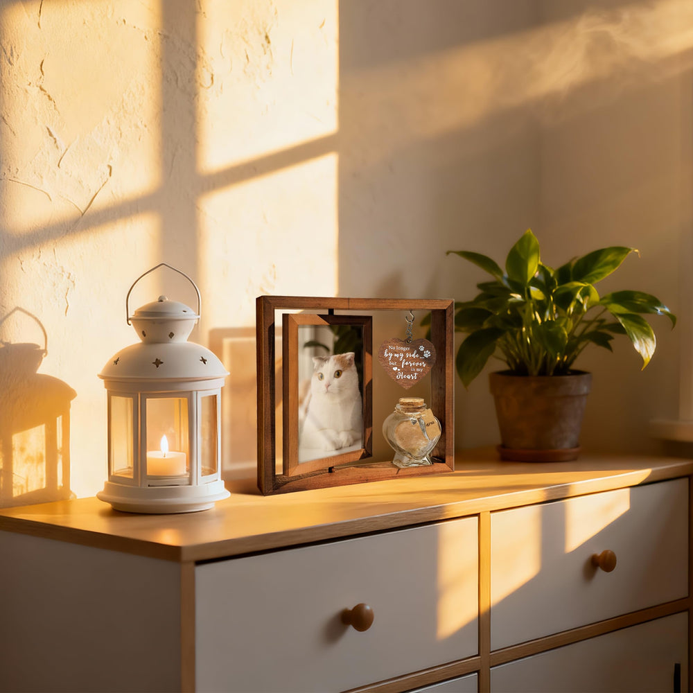 HAMUIERS cat memorial frame clear acrylic panels for bright viewing.