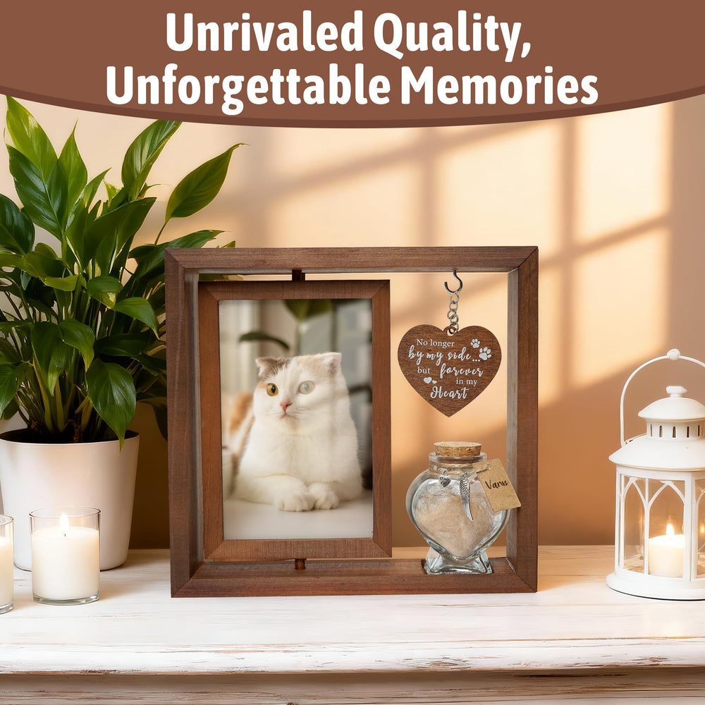 HAMUIERS cat memorial frame solid wood construction for premium display.