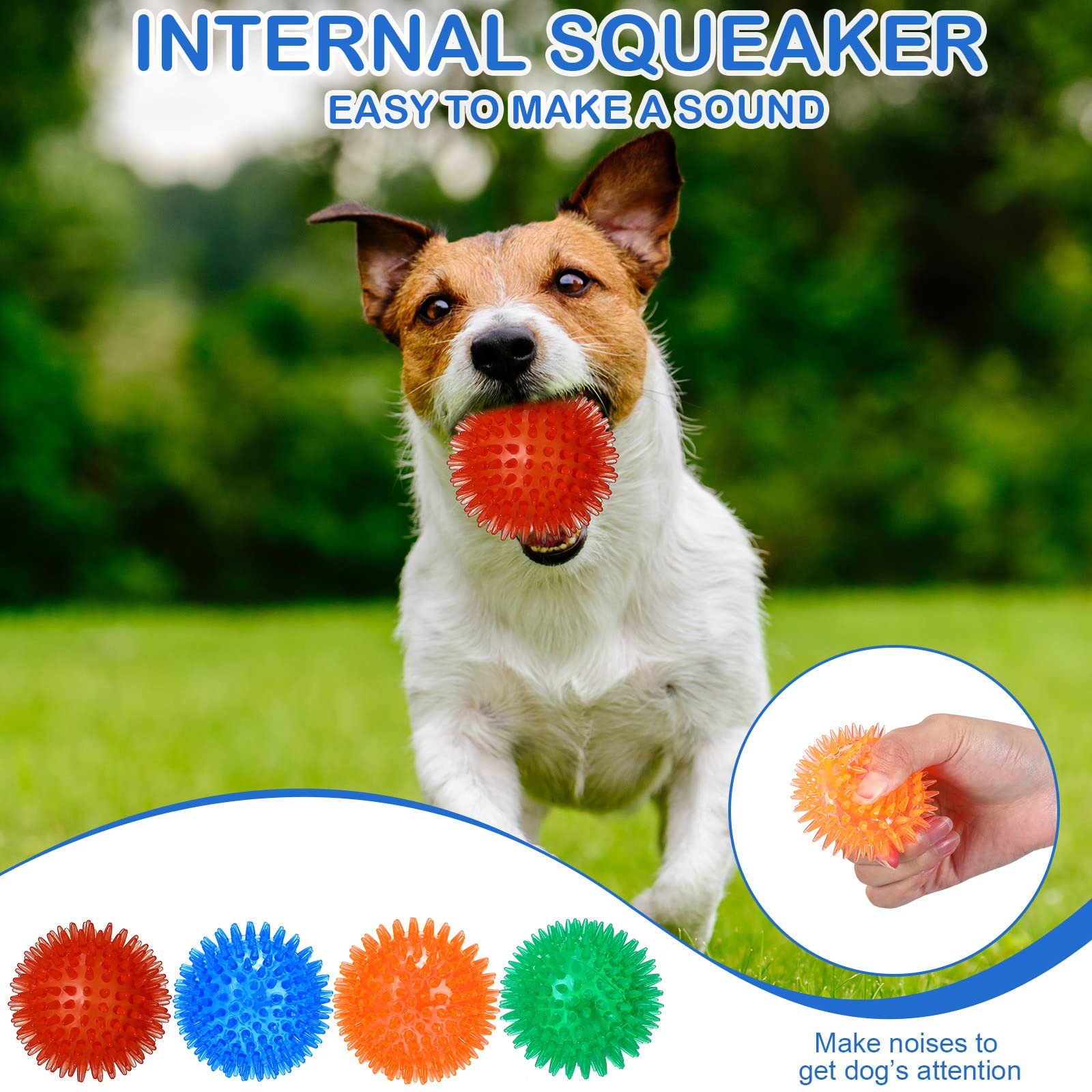 Hanaive 2.5-inch blue squeaky ball supports tossing, chasing, and training sessions