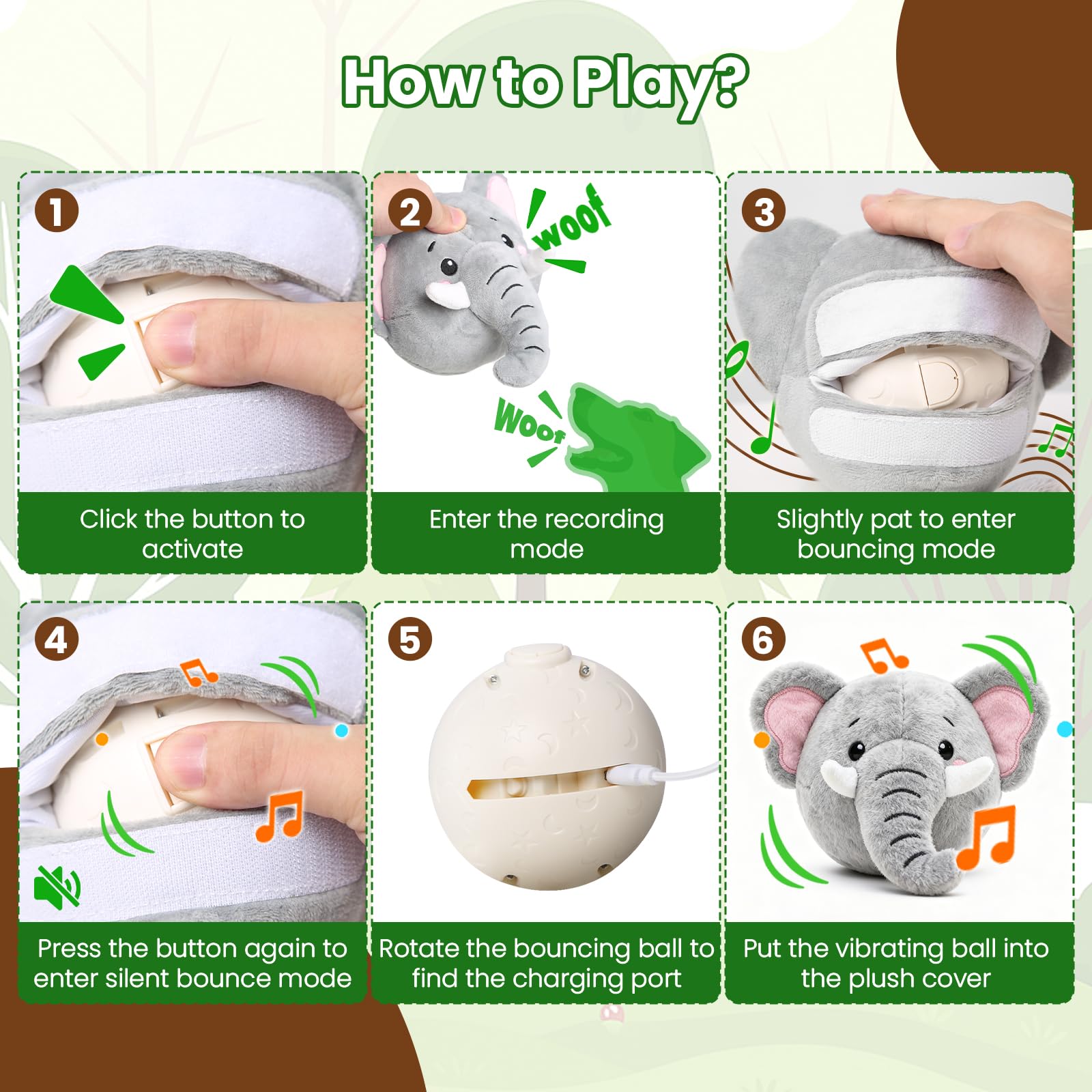 Hanarook Elephant Toy self-moving play sparks chasing and exercise.