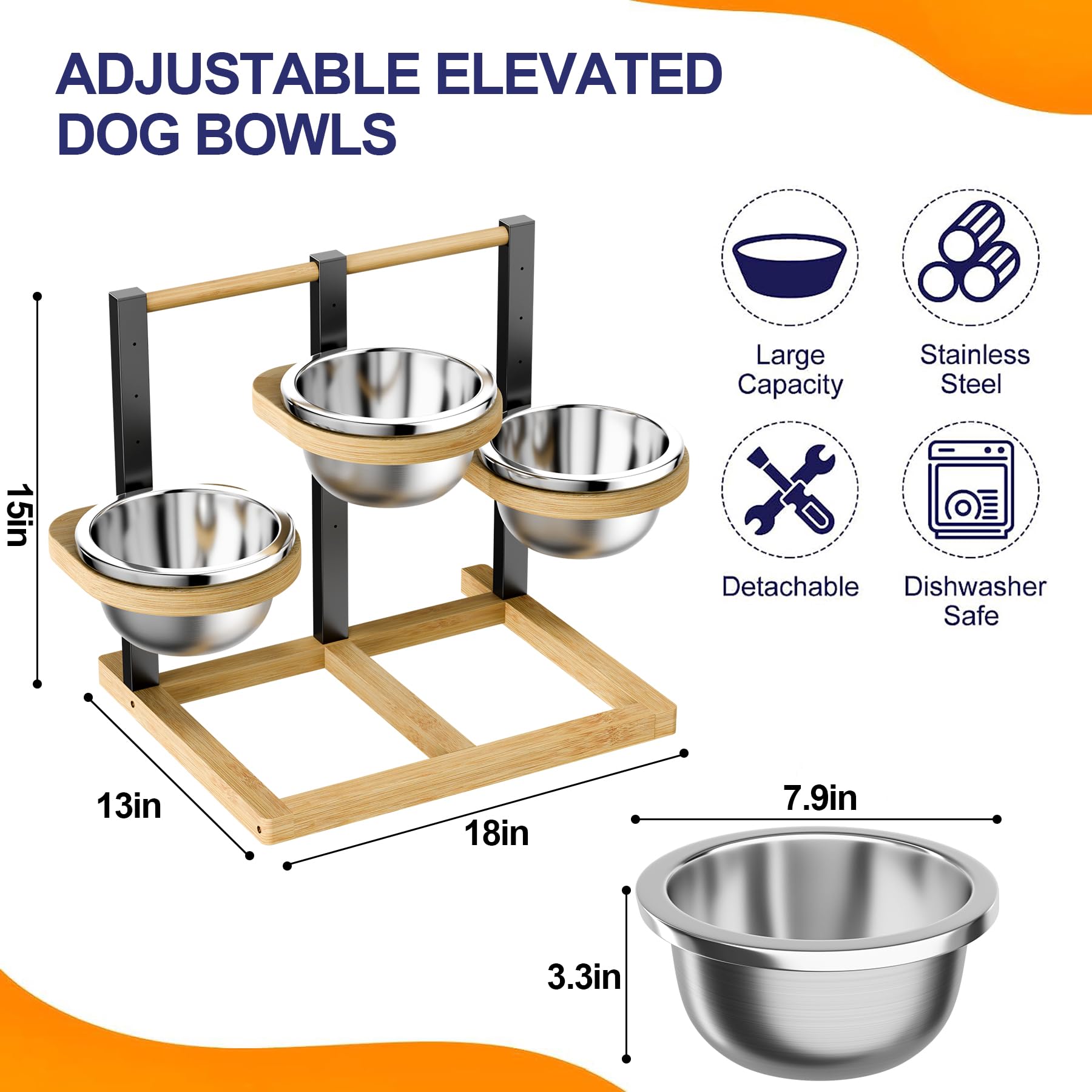 Handrong removable stainless bowls enable easy cleaning