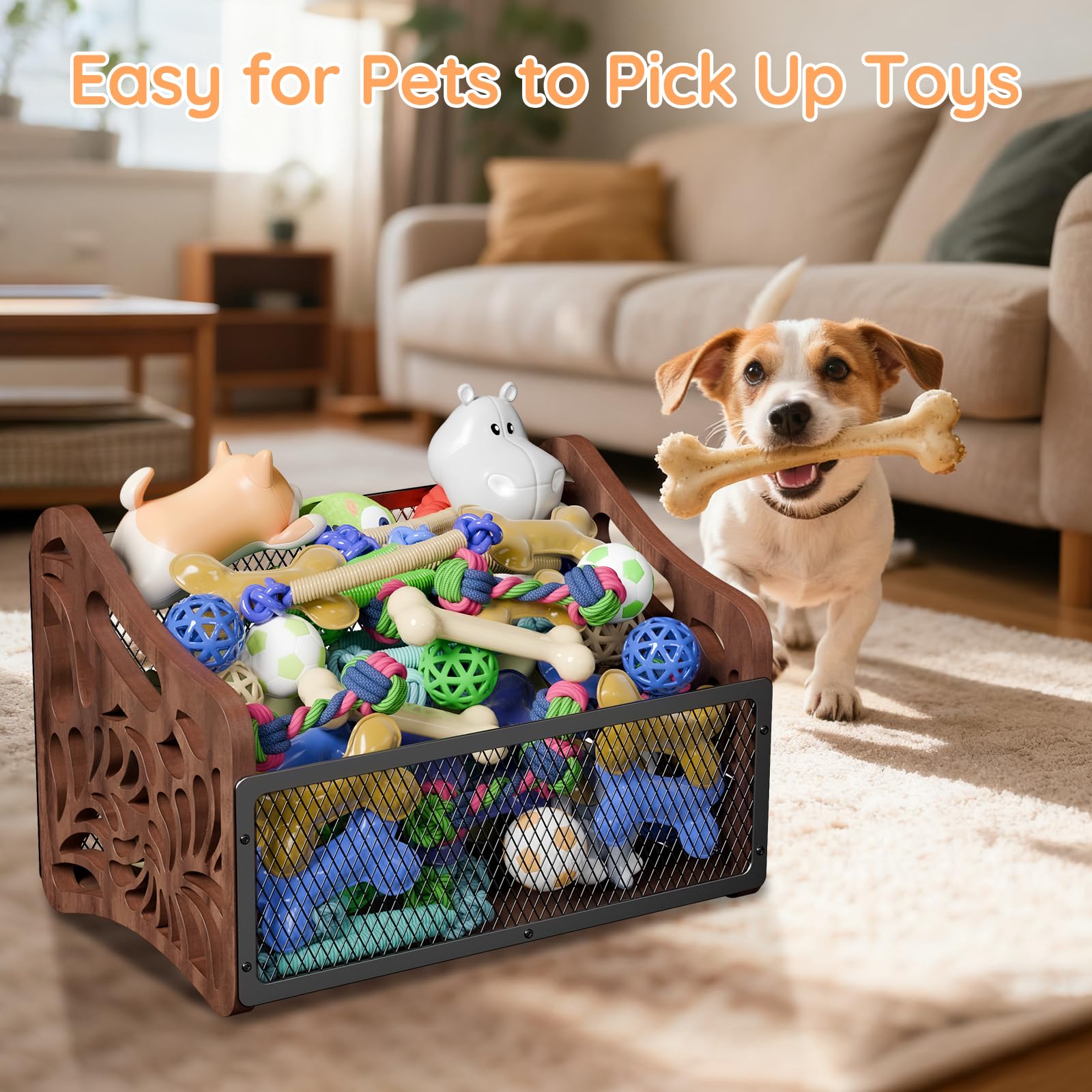 Handrong rustic farmhouse decor dog toy bin adds charm to any room