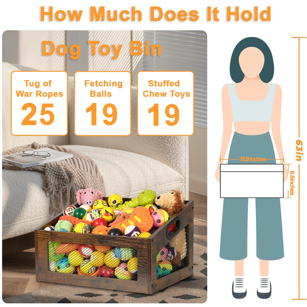 handrong wooden dog toy box shows spacious interior for diverse toys.