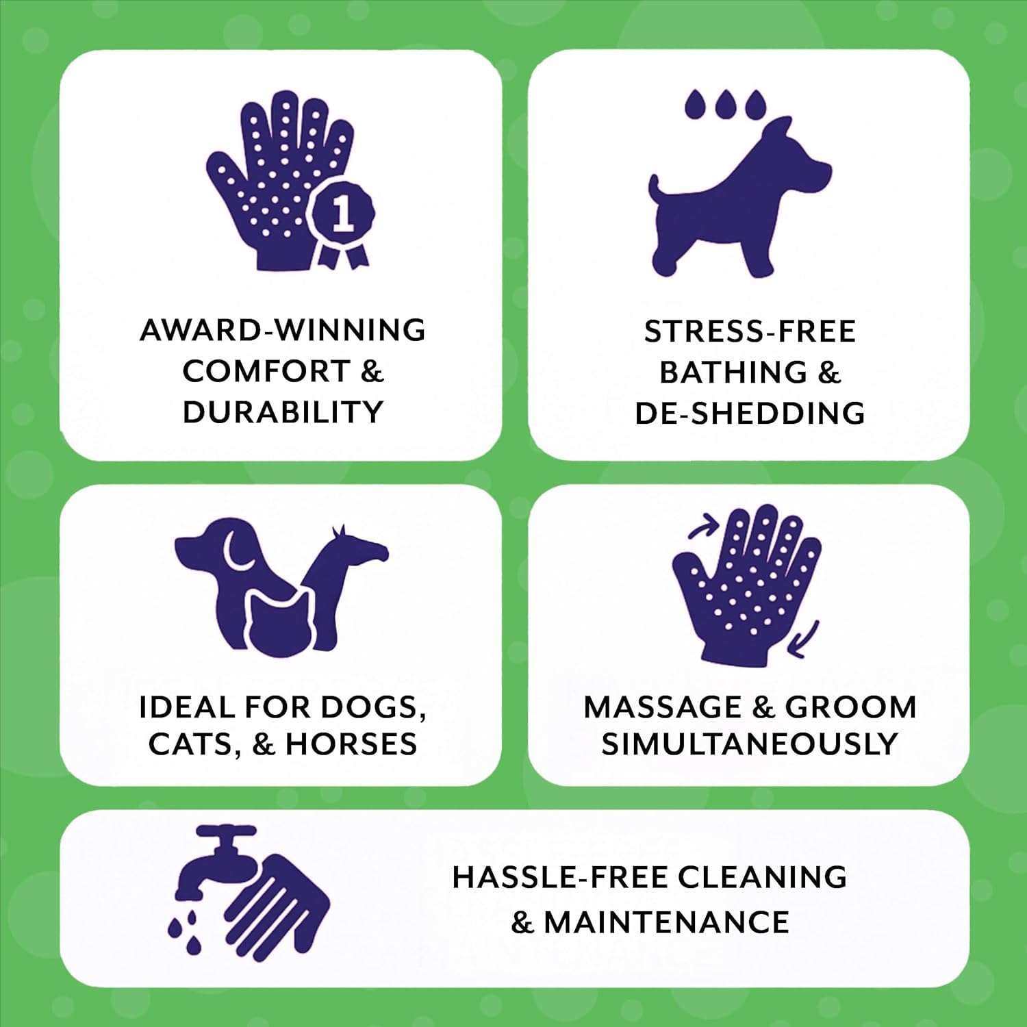 H HANDSON glove horse-use shows versatile grooming for larger coats.
