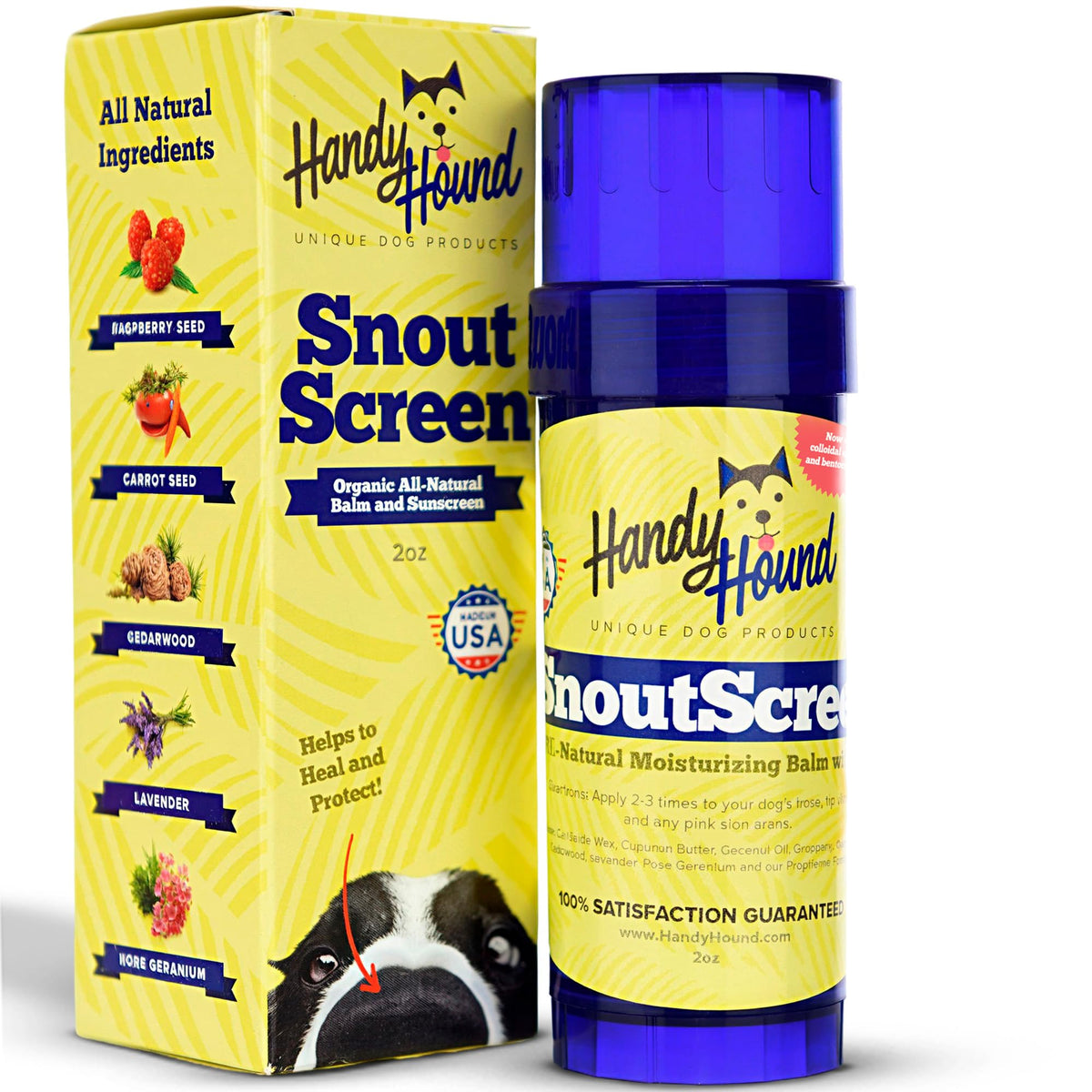Handy Hound SnoutScreen nose balm tube for easy on-nose application outdoors