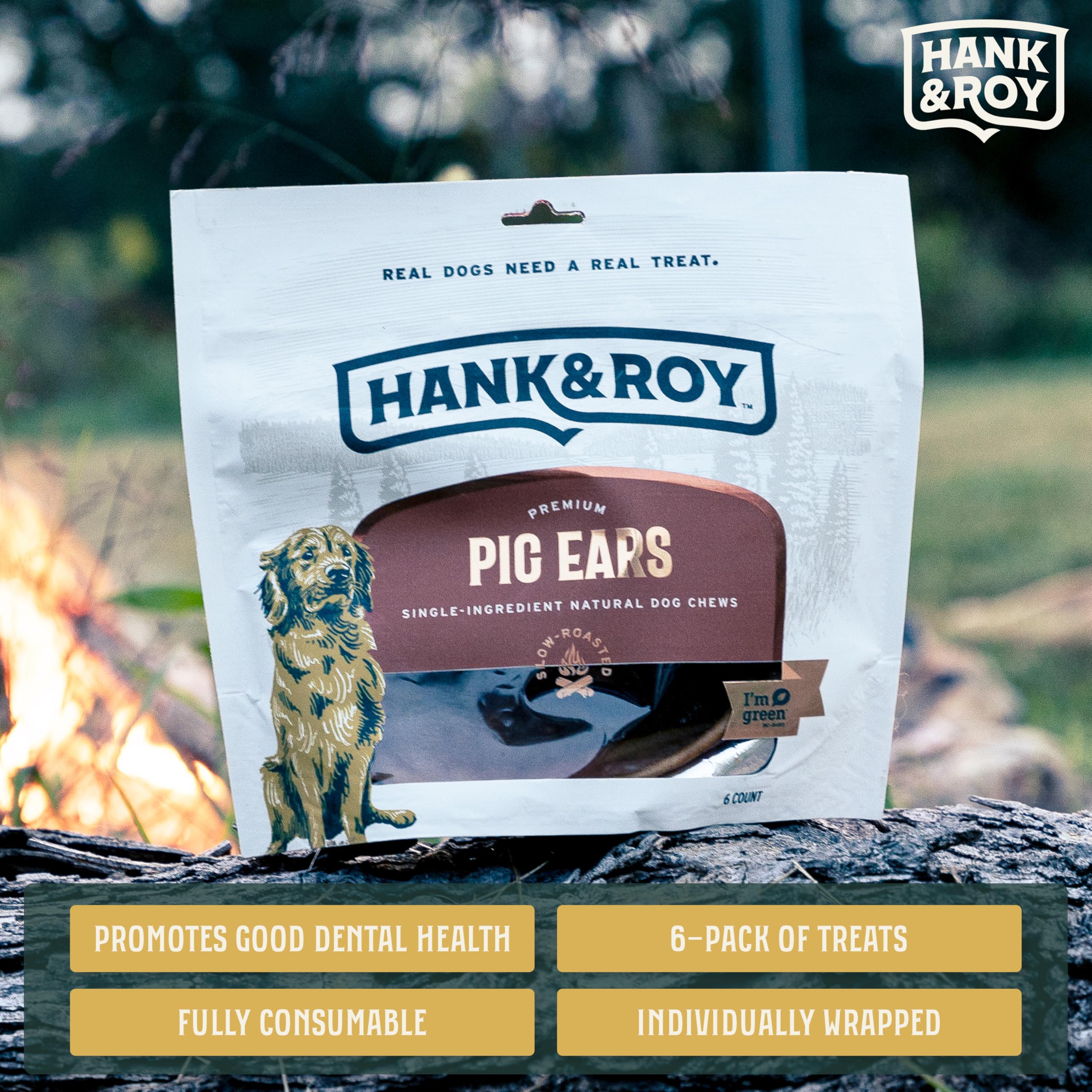 Hank and Roy pig ears offer long-lasting chews for dogs.