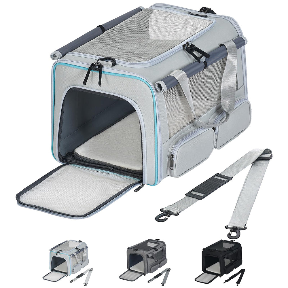 Hannadepot cat-dog-carrier soft-sided interior space ideal for travel with pets up to 15 lbs
