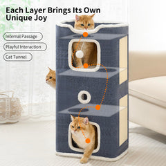 Hannadepot cat house lower enclosed den — cozy retreat for rest.