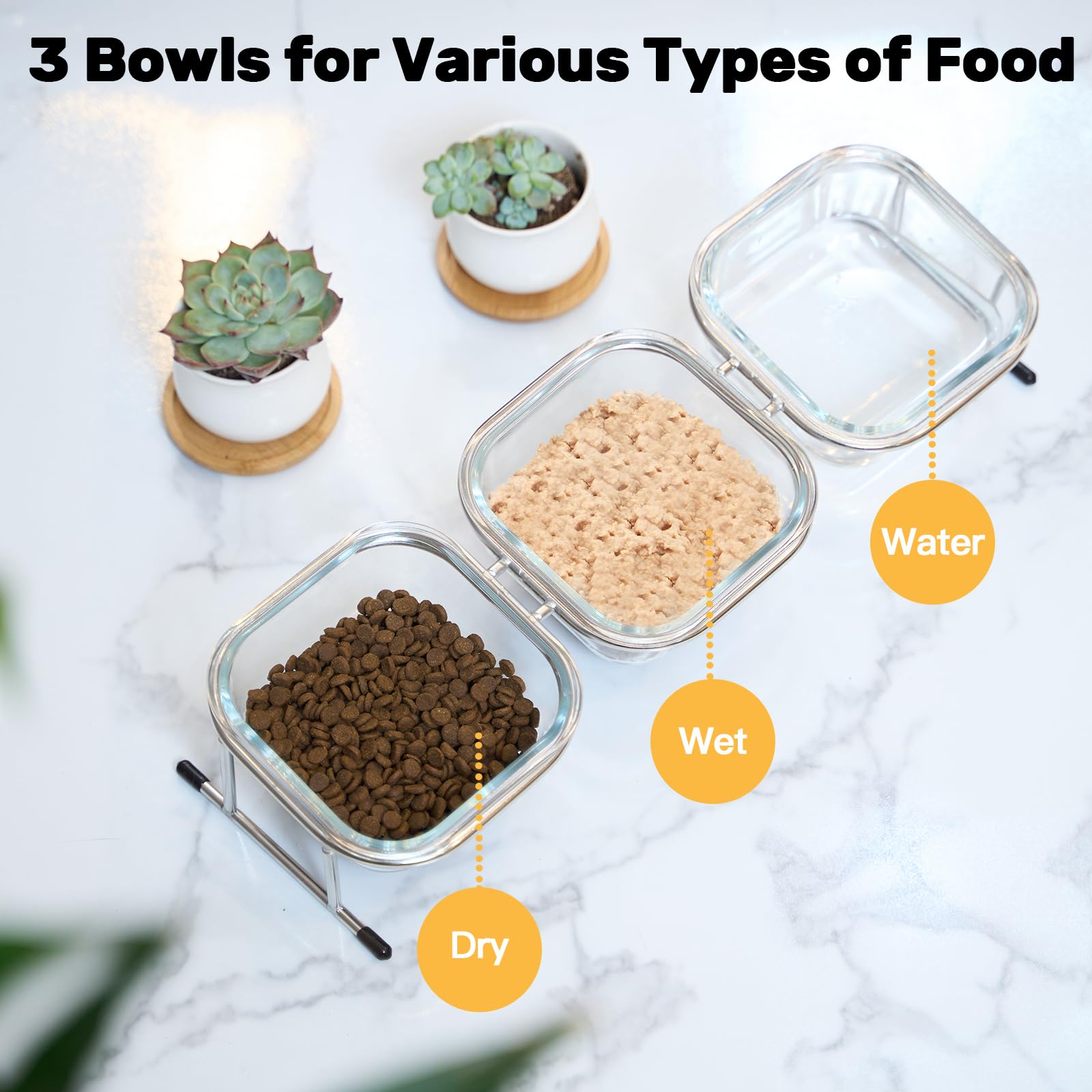 Hannadepot stainless steel stand provides sturdy support for bowls.