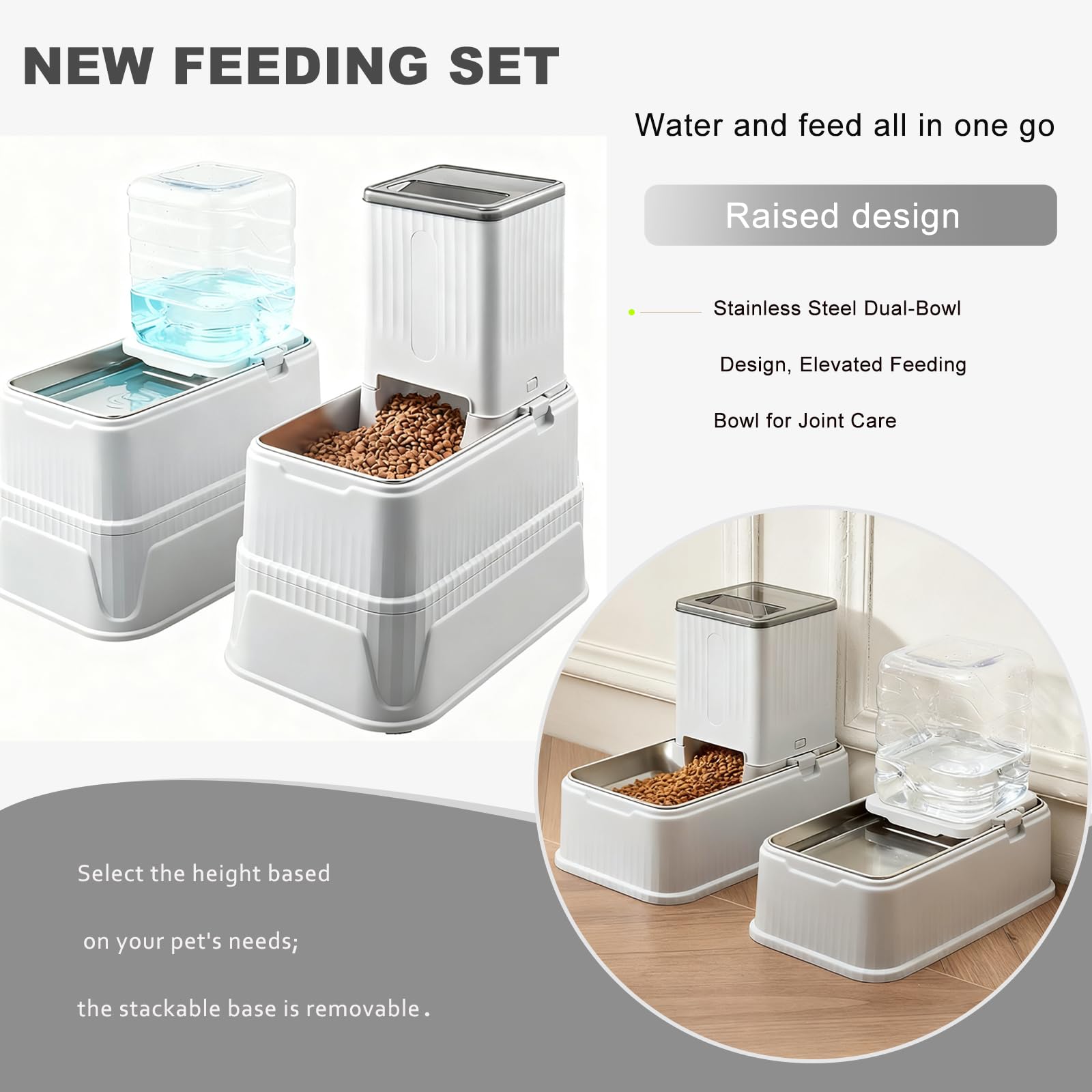 Hanzoto dual stainless steel bowls keep meals hygienic and easy to clean.