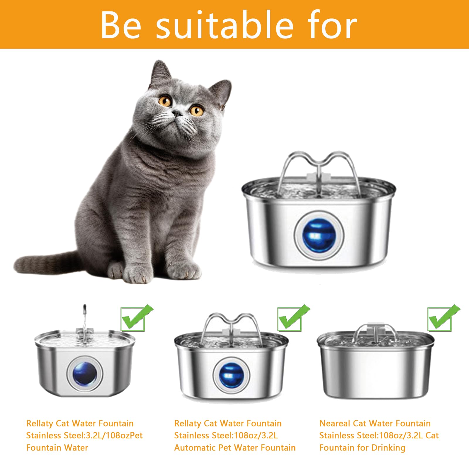 Haodlay compatible with 3.2L stainless steel cat fountain for steady hydration