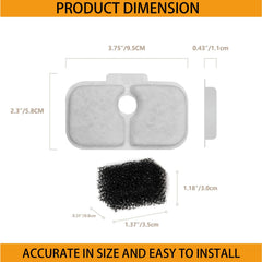 Haodlay filter replacement for Dockstream fountains, triple filtration removes debris and odors