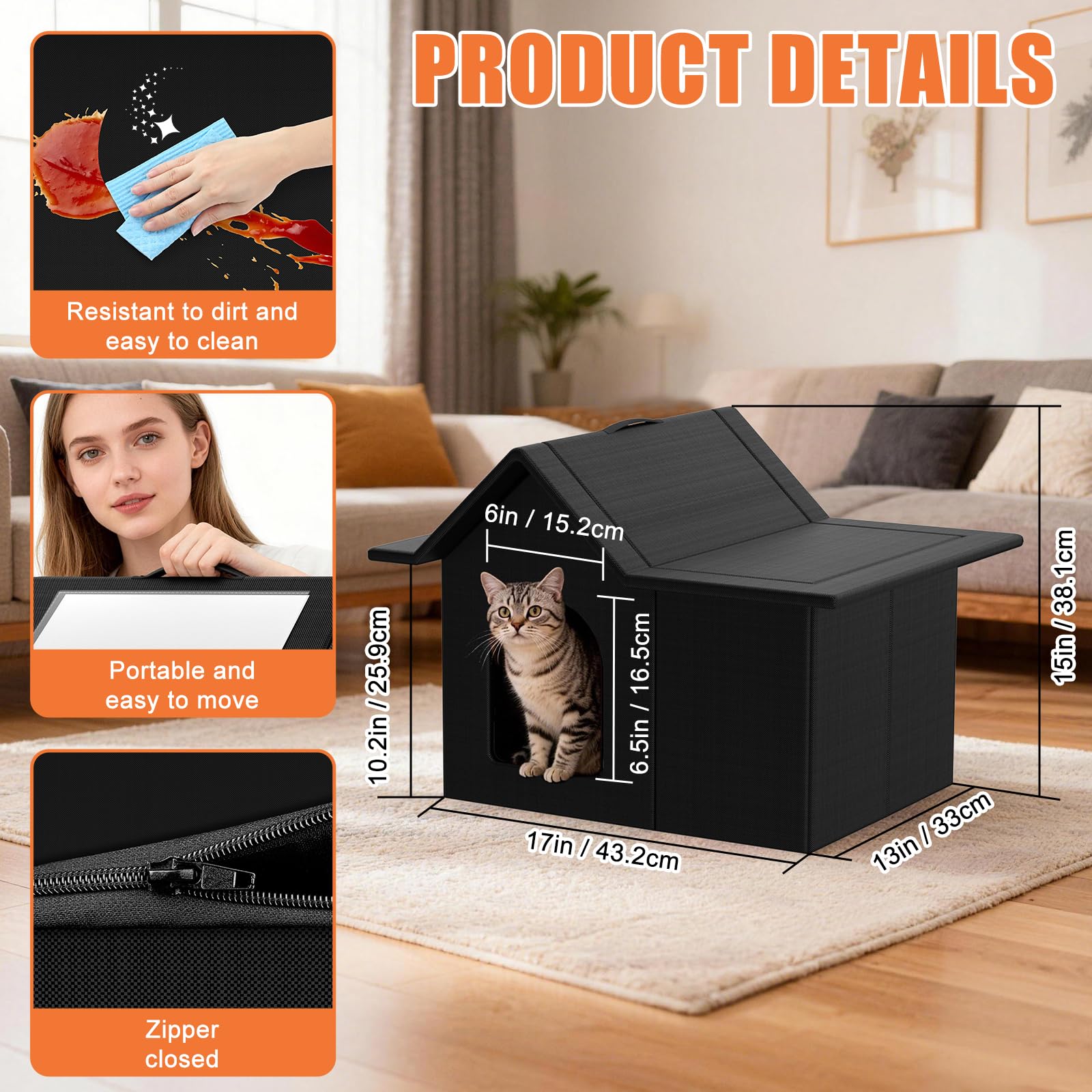 Haoqeke cat house with easy zipper design for quick setup.