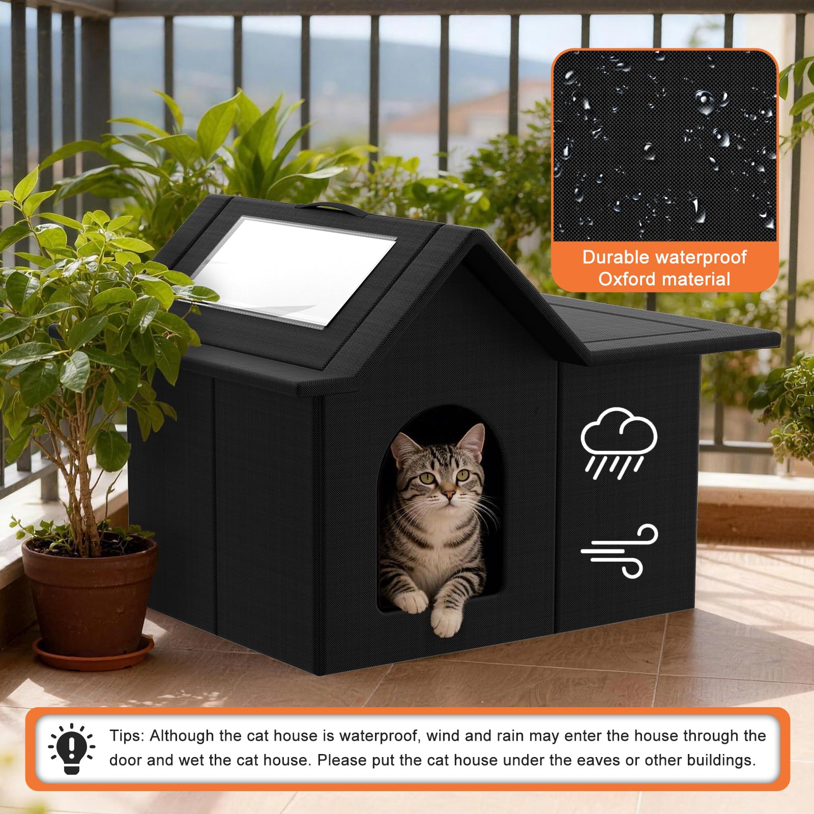 Haoqeke side-opening nest for secure, spacious cat shelter.