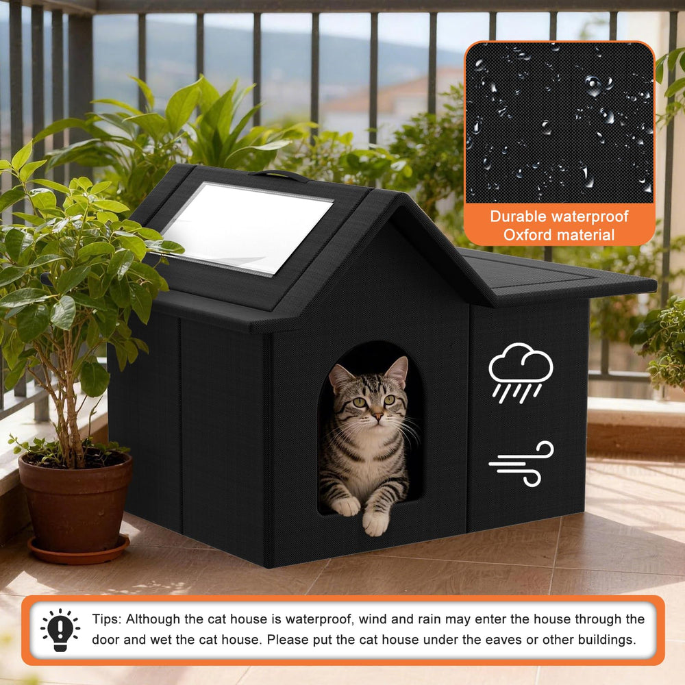Haoqeke side-opening nest for secure, spacious cat shelter.