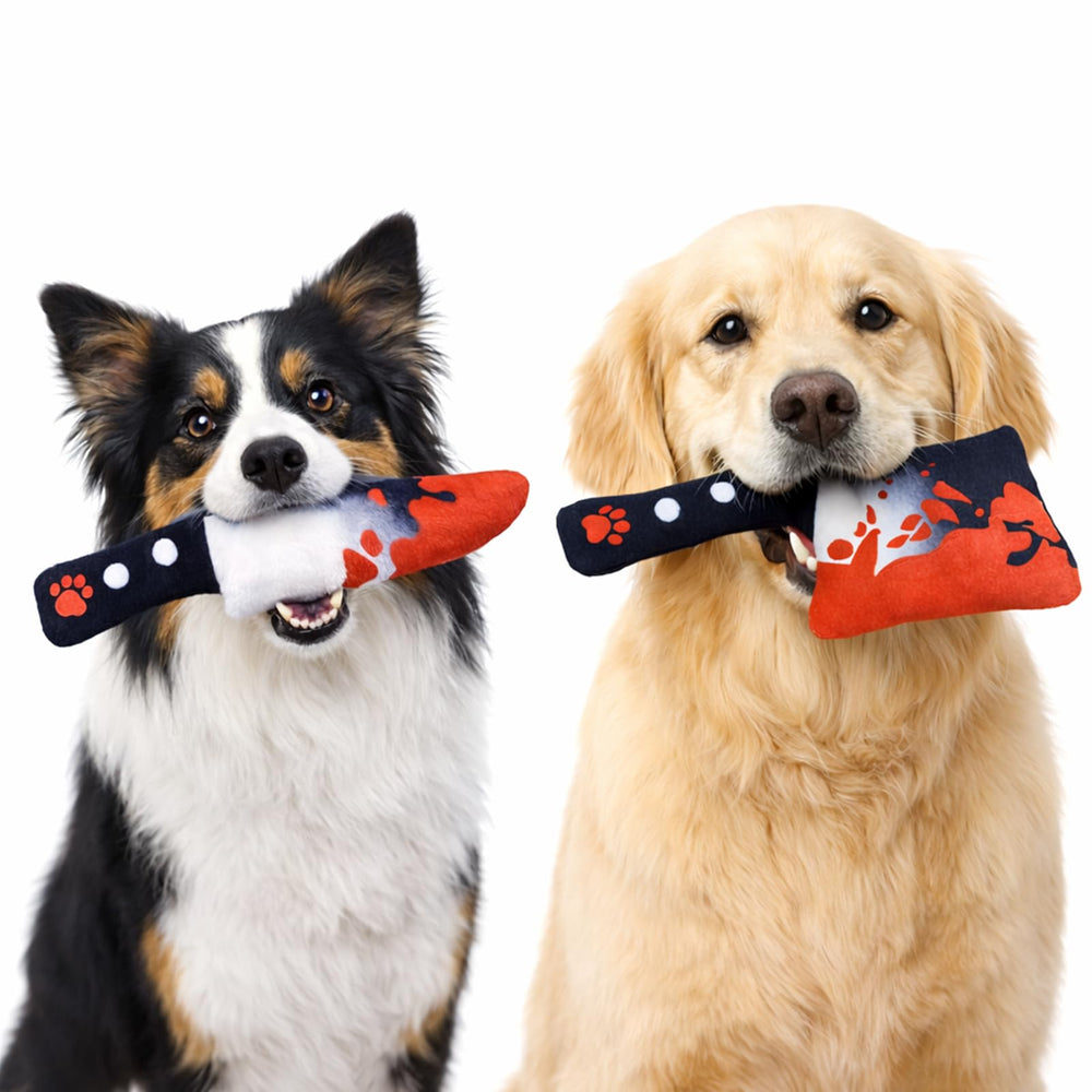Haourlife Halloween dog toy cleaver with squeaker for interactive chewing