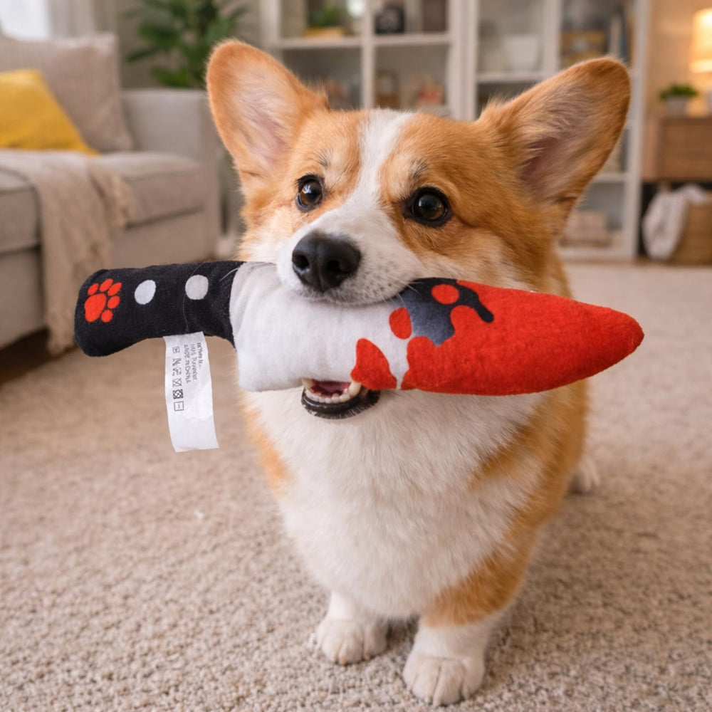 Haourlife plush dog toy with squeaker for gentle chewing and bonding