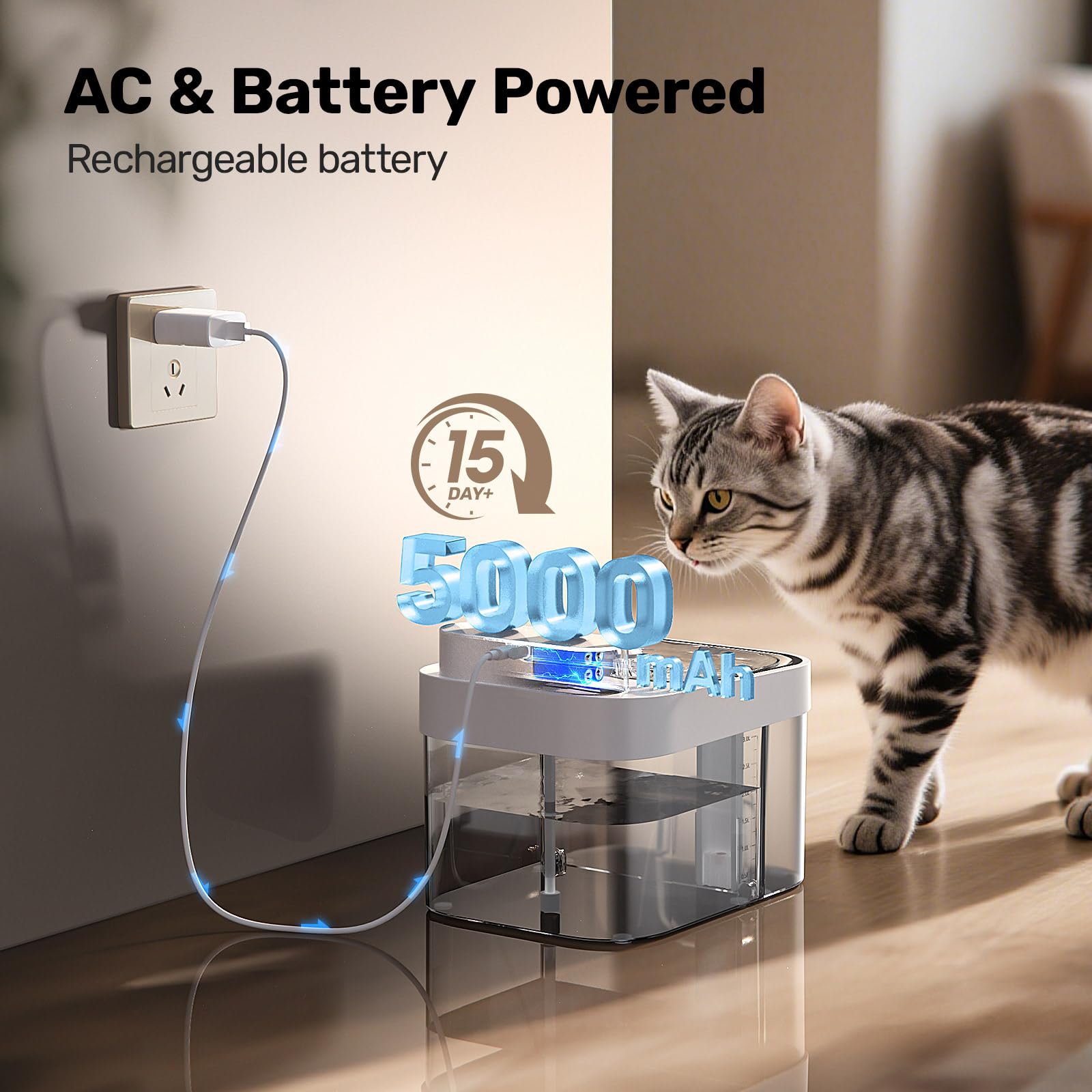 HAPAW cat water fountain dual tank system emphasizes hygiene with isolated water and waste areas