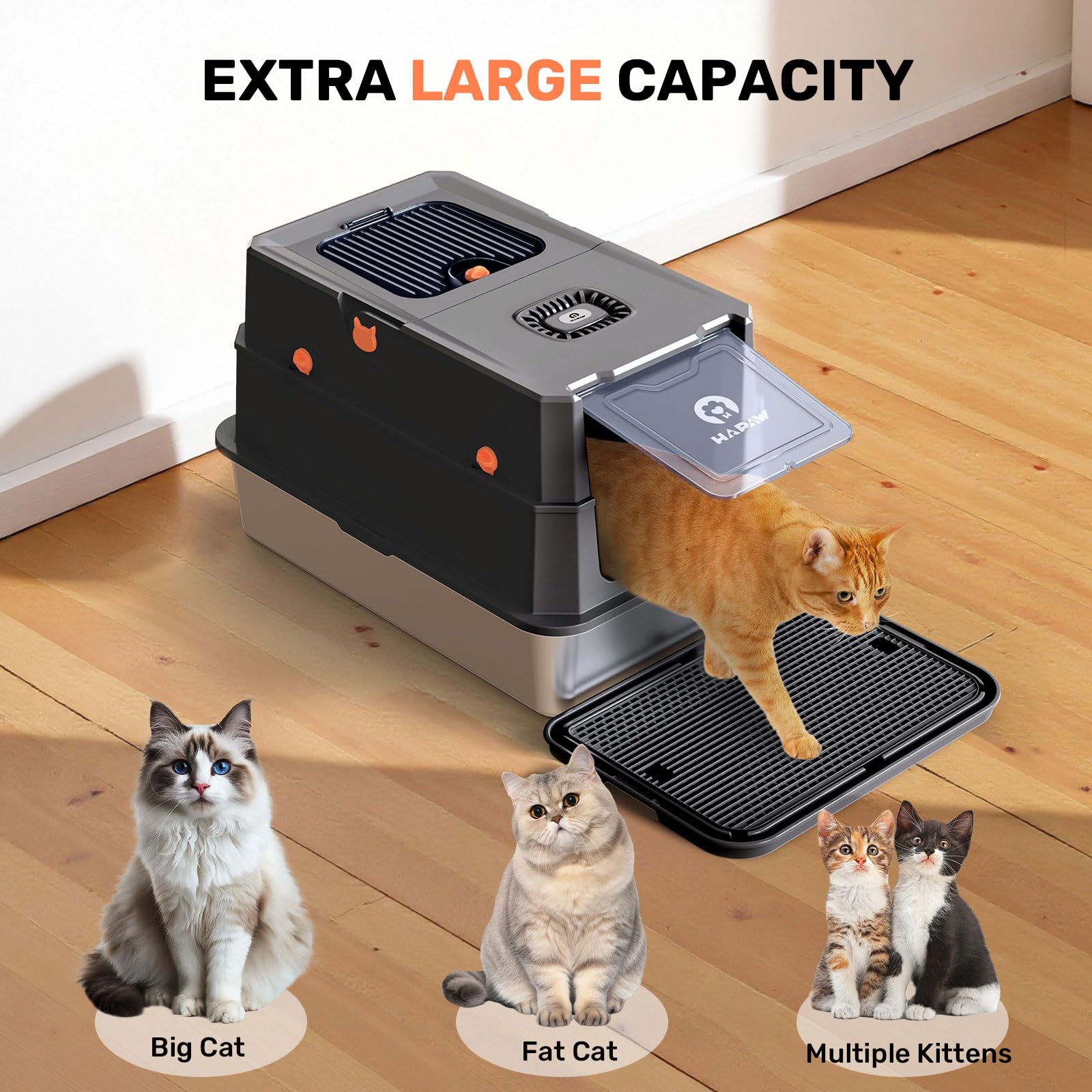HAPAW flip-top lid opens to 135 degrees for easy maintenance