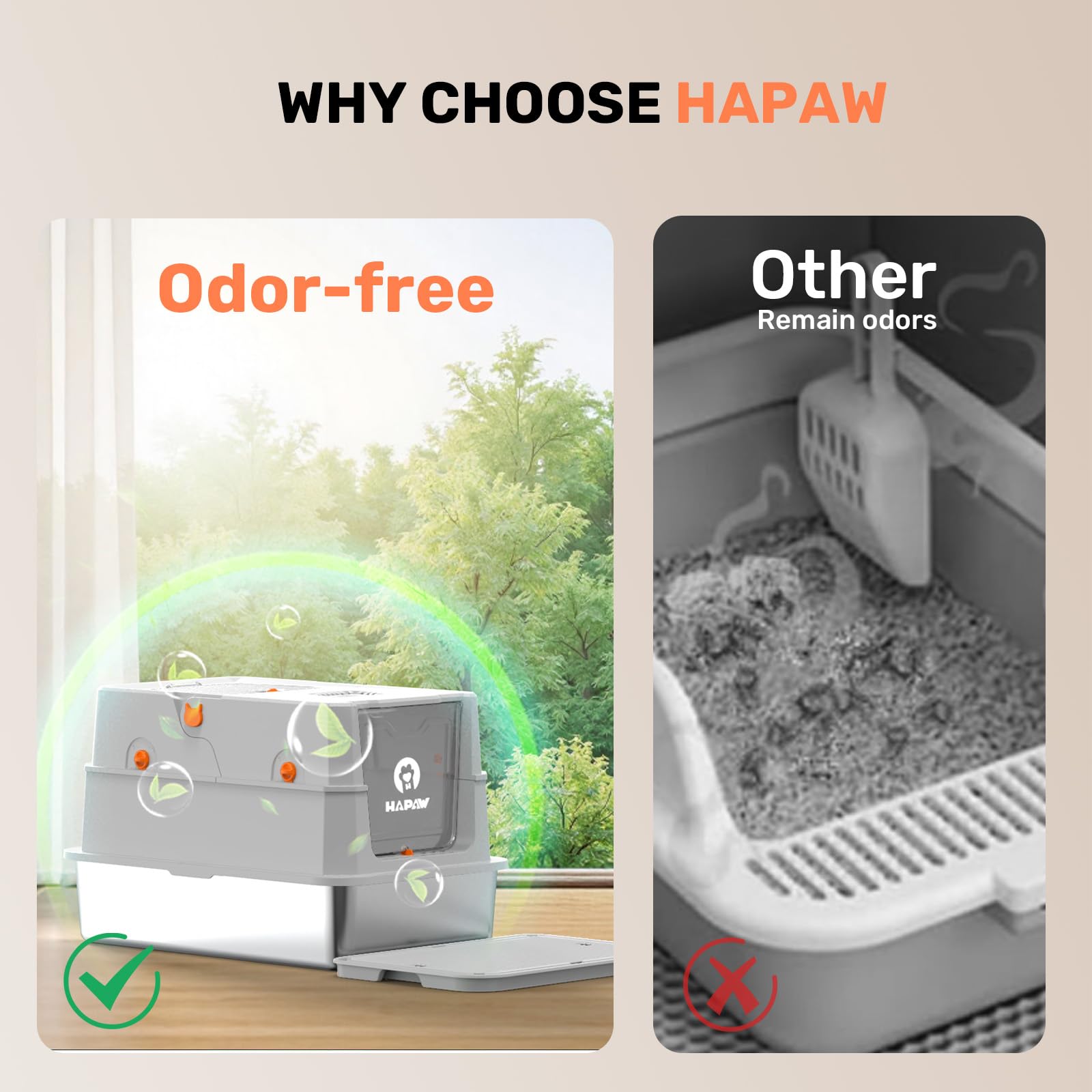 HAPAW front-entry litter box offering secure access for cats