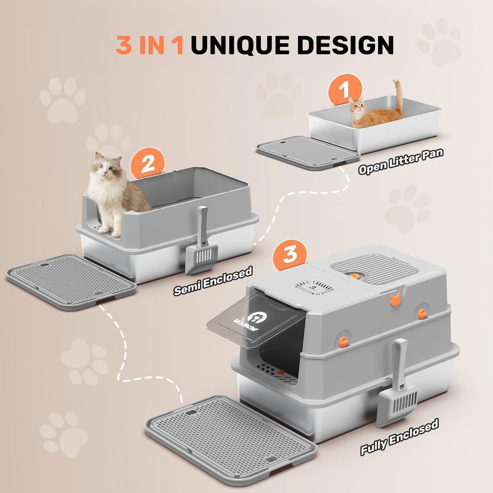 HAPAW top-entry litter box option for easy above-box cat entry