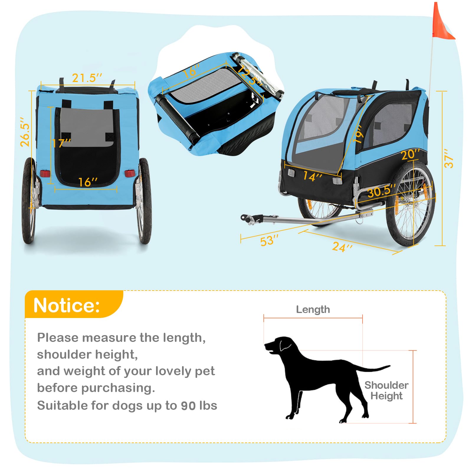 HAPPAWS trailer rides smoothly on gravel thanks to suspension and air-filled wheels.