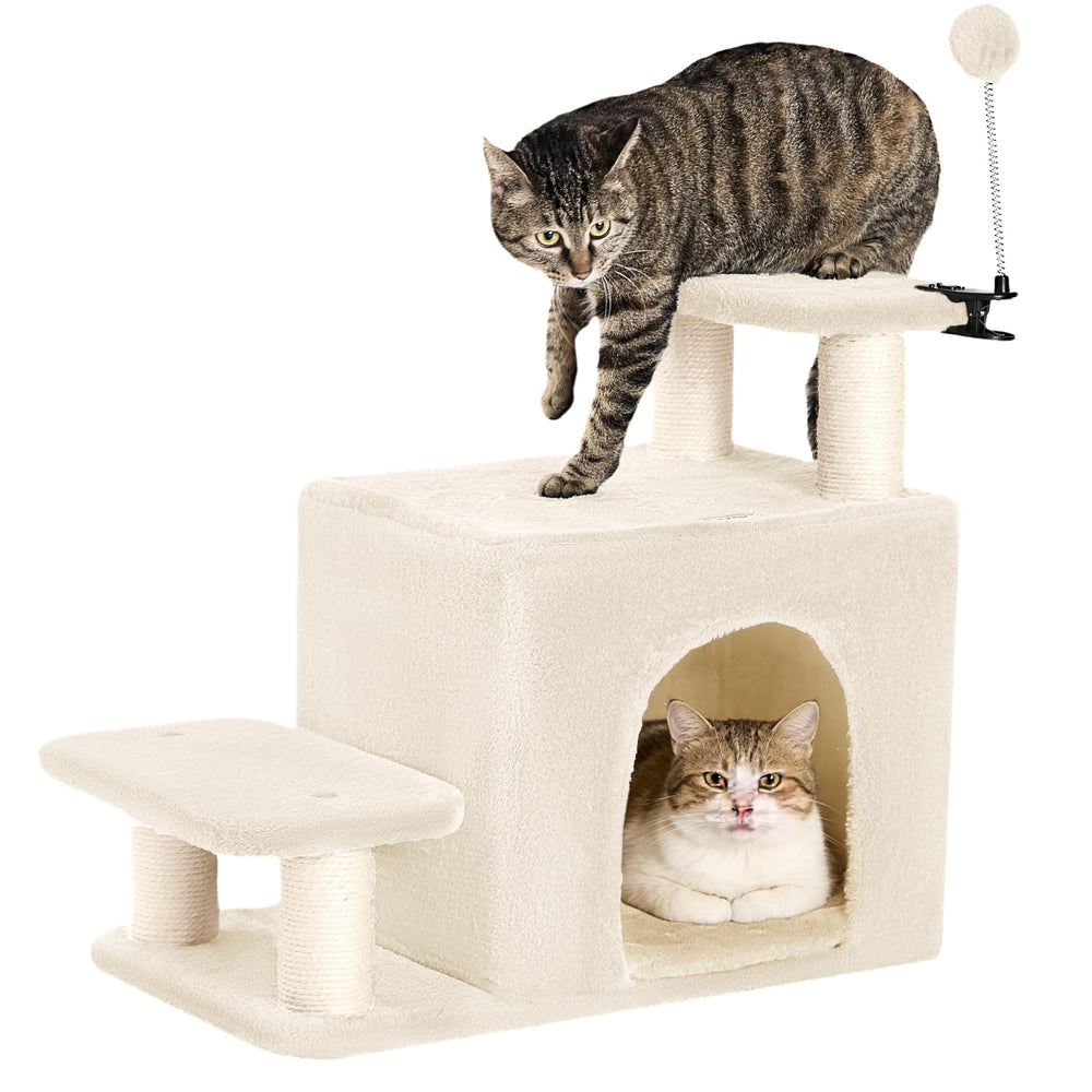 Happi N Pets cat ramp tree stairs in beige aiding easy high-bed access