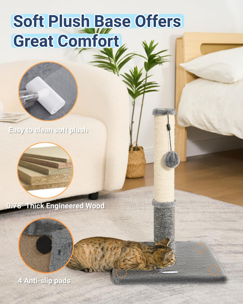 Happi N Pets plush base offers a cozy resting spot between sessions.