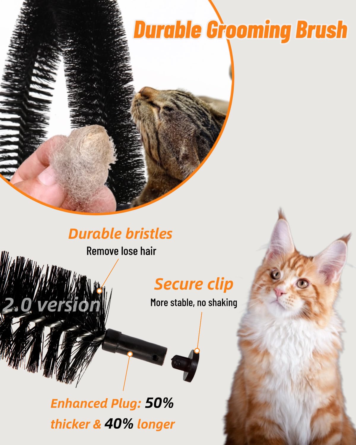 Happi N Pets cat self groomer heavy base ensures stable rubbing and less tipping.