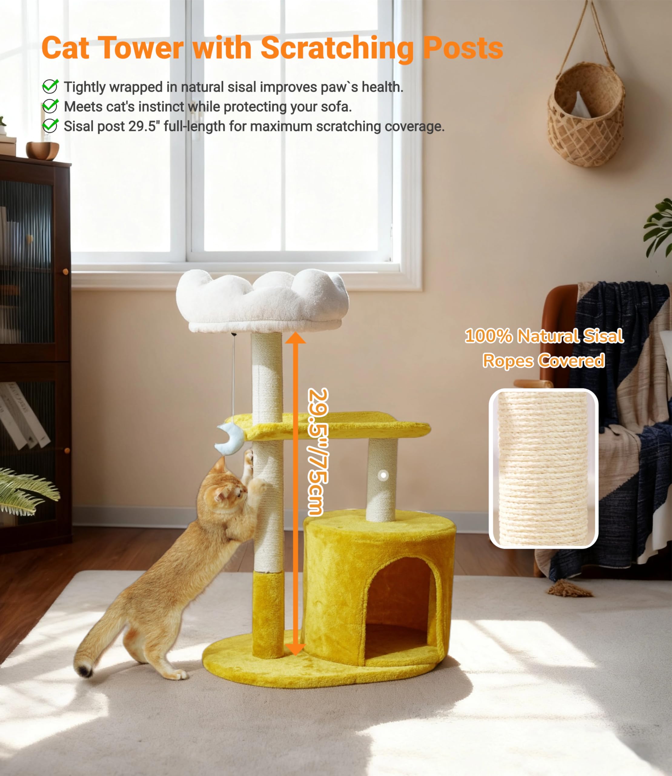 Happi N Pets cat tree curved perch offers comfortable lounging and easy jumping