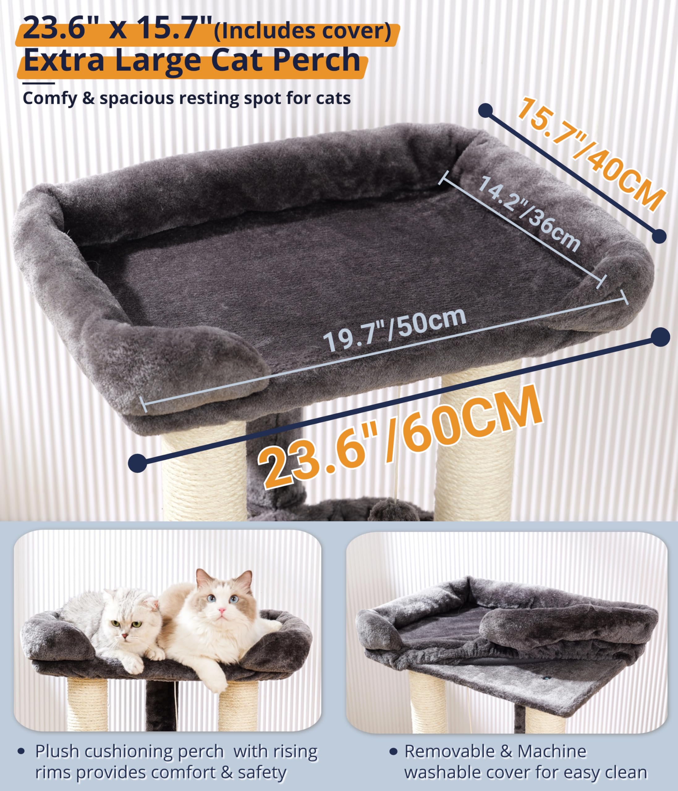 Happi N Pets cat tree hammock creates cozy, secure resting space on level two.