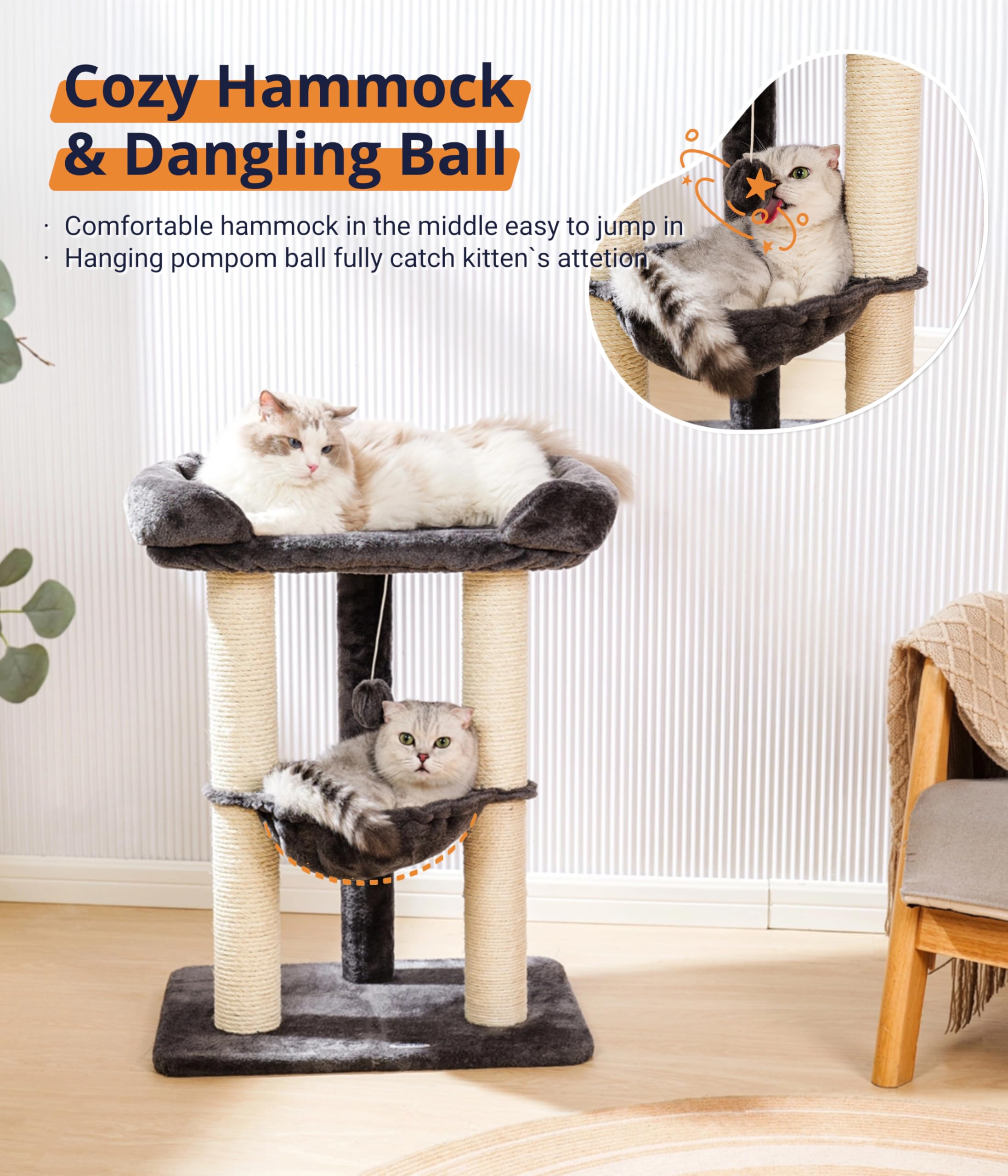 Happi N Pets cat tree pom teaser adds interactive fun to everyday play.