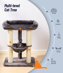Happi N Pets cat tree sisal posts satisfy scratching instincts while guarding furniture.