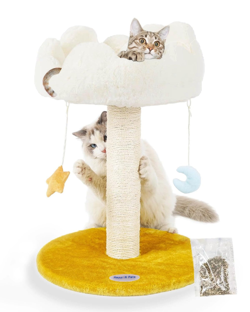 Happi N Pets cloud cat tree perch for kittens, soft fluffy bed for cozy naps.