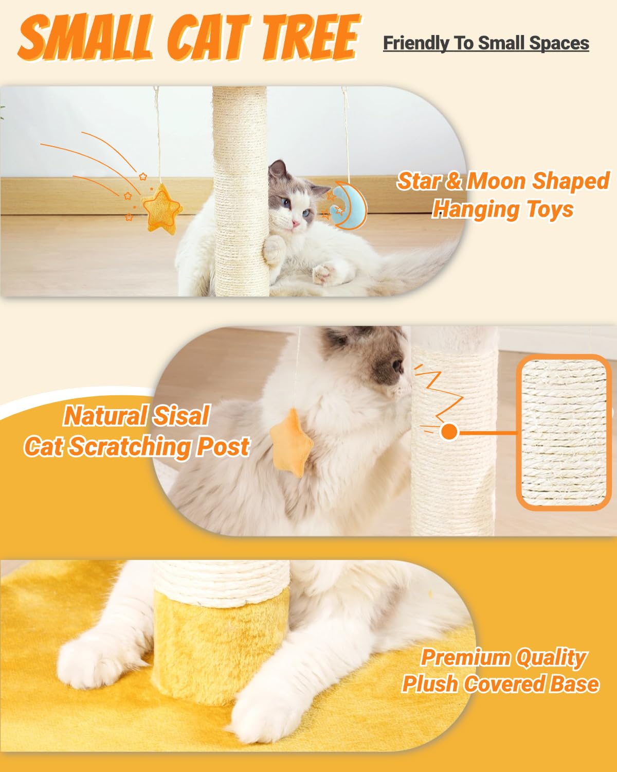 Happi N Pets sisal-wrapped scratching post promotes healthy scratching and furniture protection.