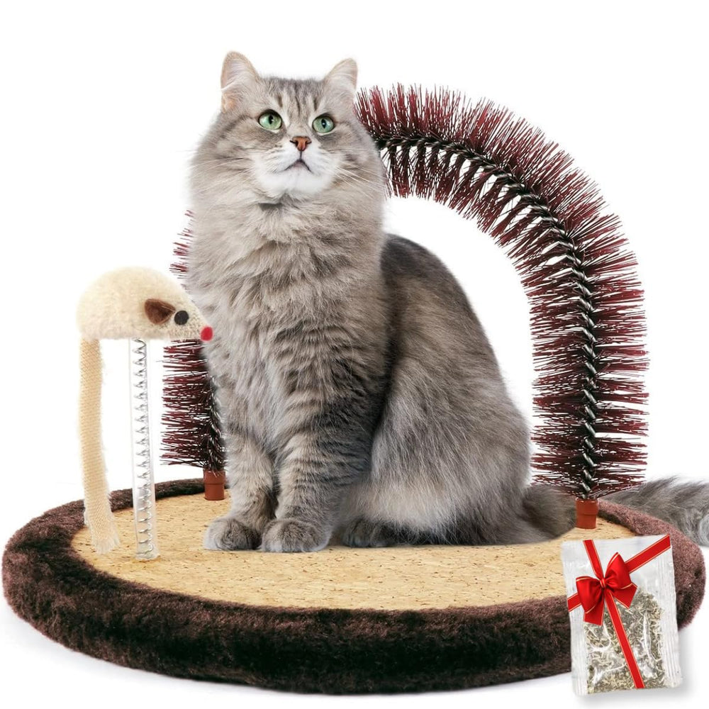 Happi N Pets arch brush for indoor cats offers easy grooming.