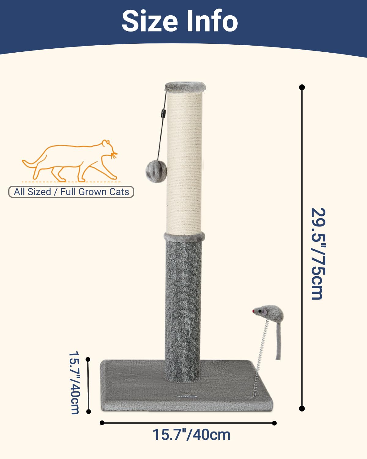 Happi N Pets plush carpet scratch post provides softer texture and rest spot