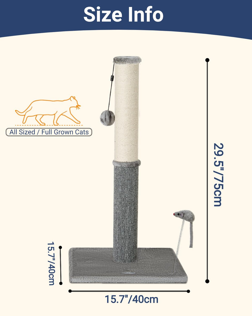 Happi N Pets plush carpet scratch post provides softer texture and rest spot