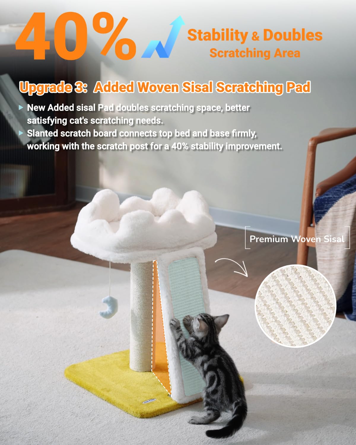 Happi N Pets tip-proof base keeps the structure steady during play.