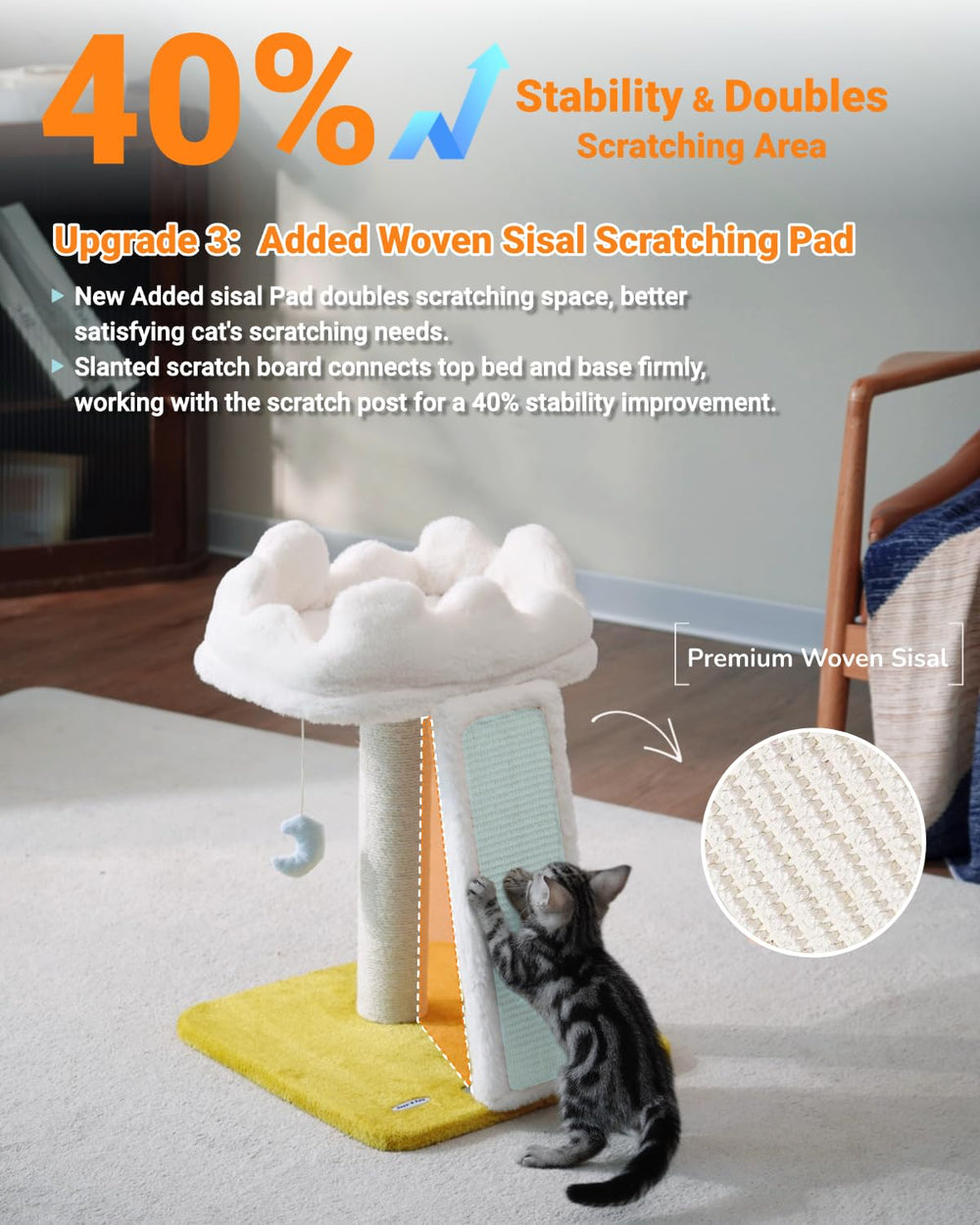 Happi N Pets tip-proof base keeps the structure steady during play.