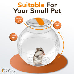 Happy Habitats ventilated ball with 2 mm holes for breathable play.
