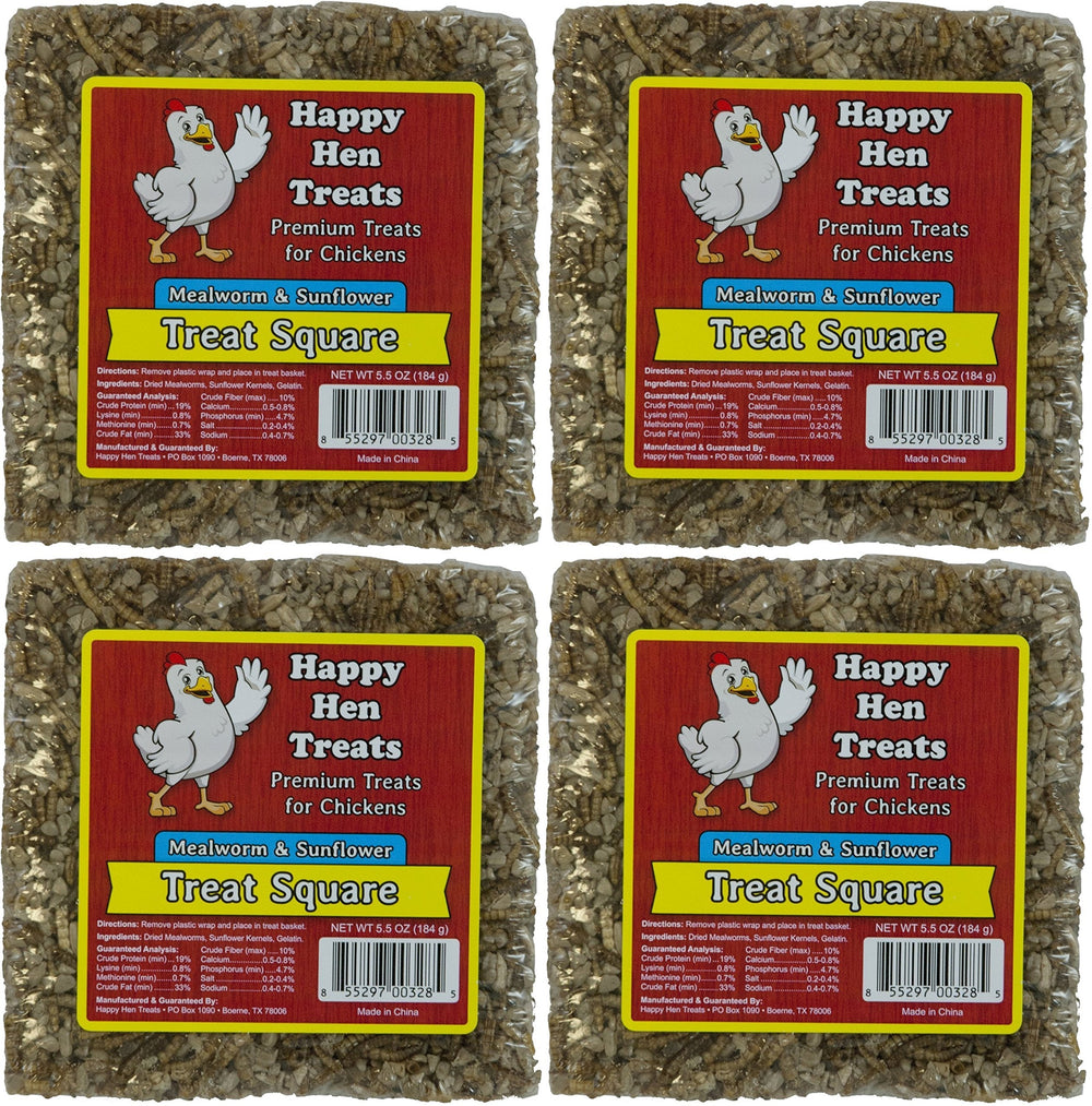 Happy Hen Treats mealworm and sunflower treats; protein-rich snack for chickens in a 4-pack