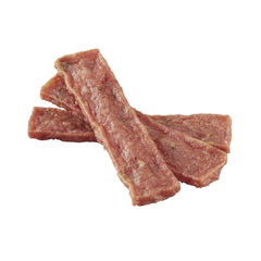 Happy Hips Chicken Jerky close-up shows chewy texture dogs love.