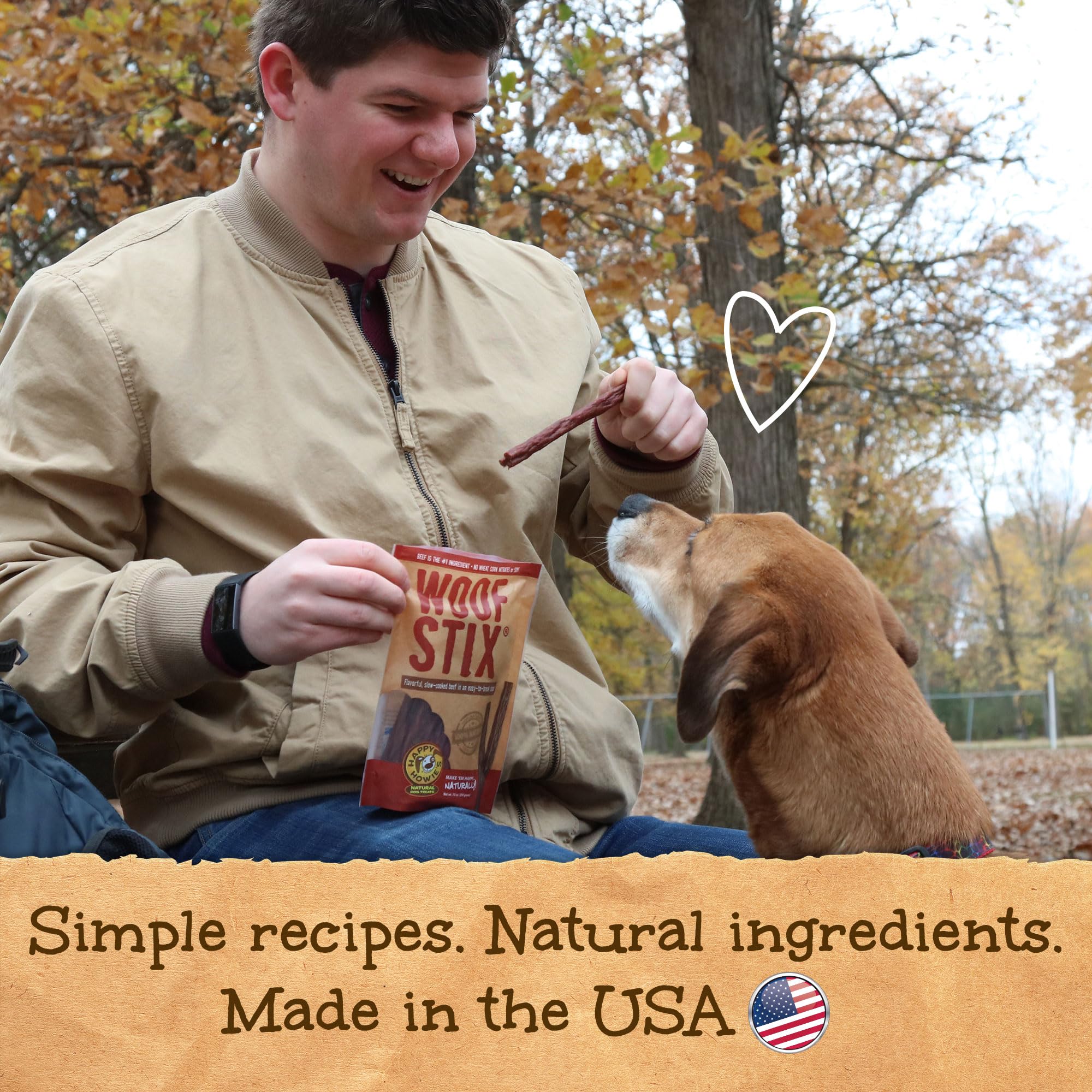 Detroit made label on Happy Howie's Woof Stix packaging