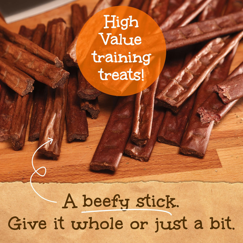 Close-up of Happy Howie's Beef Woof Stix showing tender texture