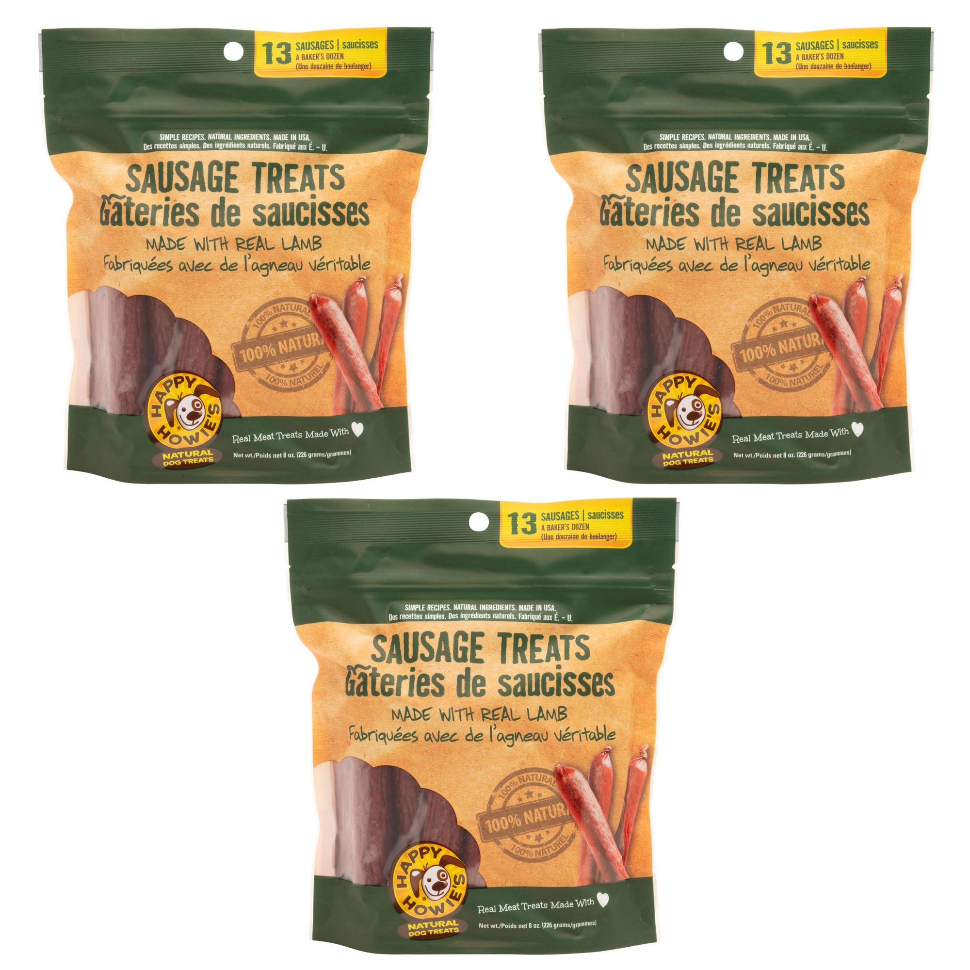 Happy Howie's Lamb Sausage Links packaging ready for daily rewards.
