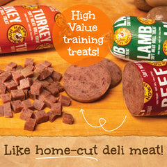 Happy Howie's Soft Meat Roll lamb slice ready to reward training.