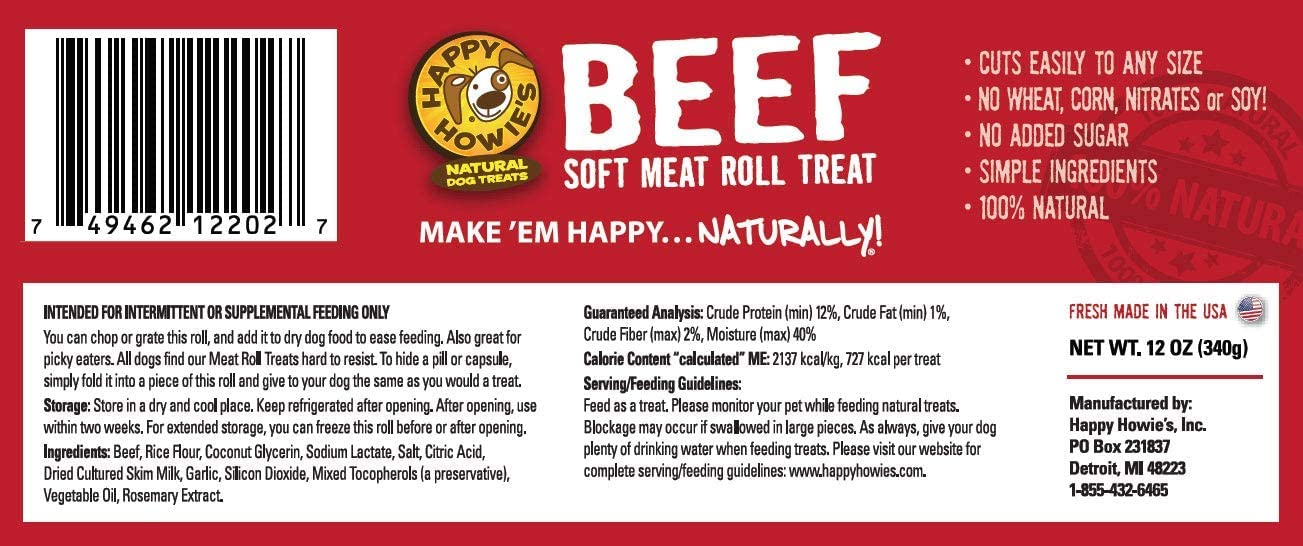 Happy Howie's Soft Meat Roll refrigeration after opening preserves freshness.