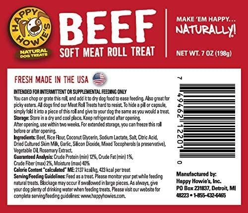 Happy Howie's flavors include beef, lamb, and turkey for variety.
