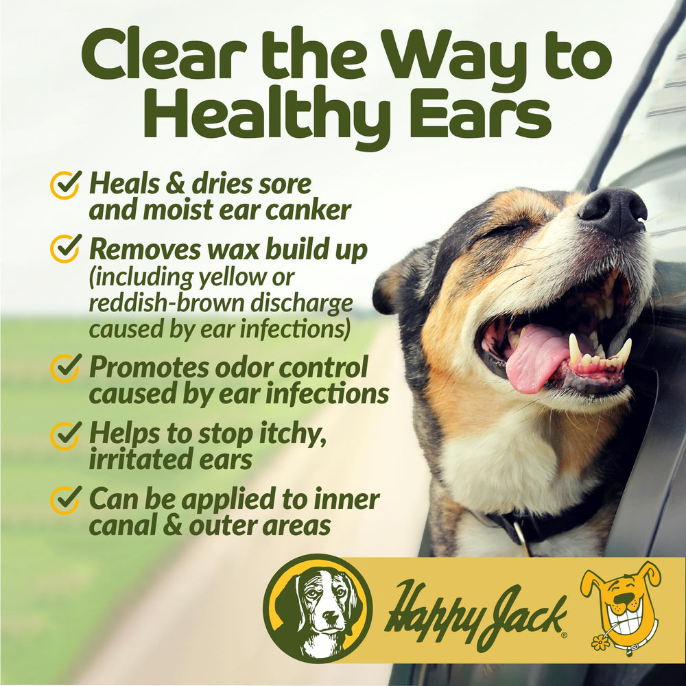 Happy Jack powder dispense scoop demonstrates easy, precise application for dogs
